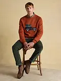 Thumbnail 8 of Joules Men's Off-Road Crew Neck Christmas Jumper - Orange