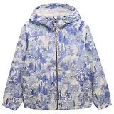 Thumbnail 1 of Joules Women's Rainly Waterproof Packable Raincoat with Hood - Cream & Blue
