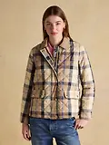 Thumbnail 2 of Joules Women's Harrogate Showerproof Diamond Quilted Barn Jacket - Beige Check