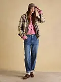 Thumbnail 4 of Joules Women's Harrogate Showerproof Diamond Quilted Barn Jacket - Beige Check