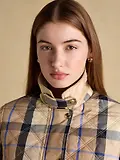 Thumbnail 10 of Joules Women's Harrogate Showerproof Diamond Quilted Barn Jacket - Beige Check