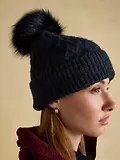 Thumbnail 4 of Joules Women's Effie Cable Knitted Bobble Hat - Navy
