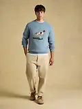 Thumbnail 4 of Joules Men's Intarsia Crew Neck Dog Jumper - Blue