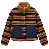 Thumbnail 1 of Joules Women's Lottie Zip Through Borg Fleece - Tan Brown Stripe