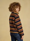 Thumbnail 3 of Joules Women's Lottie Zip Through Borg Fleece - Tan Brown Stripe