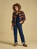 Thumbnail 5 of Joules Women's Lottie Zip Through Borg Fleece - Tan Brown Stripe