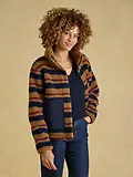Thumbnail 7 of Joules Women's Lottie Zip Through Borg Fleece - Tan Brown Stripe
