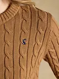 Thumbnail 8 of Joules Women's Classic Crew Neck Cotton Cable Knit Jumper - Camel