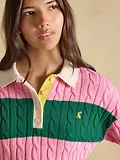 Thumbnail 9 of Joules Women's Cable Rugby Jumper - Pink / Green