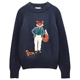 Thumbnail 1 of Joules Women's Jonty Fox Cotton Blend Crew Neck Knitted Jumper - Navy