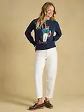 Thumbnail 4 of Joules Women's Jonty Fox Cotton Blend Crew Neck Knitted Jumper - Navy