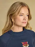 Thumbnail 5 of Joules Women's Jonty Fox Cotton Blend Crew Neck Knitted Jumper - Navy