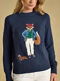 Thumbnail 6 of Joules Women's Jonty Fox Cotton Blend Crew Neck Knitted Jumper - Navy