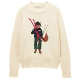Thumbnail 1 of Joules Women's Jonty Fox Cotton Blend Crew Neck Knitted Jumper - Skiing Cream