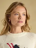 Thumbnail 4 of Joules Women's Jonty Fox Cotton Blend Crew Neck Knitted Jumper - Skiing Cream