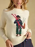 Thumbnail 6 of Joules Women's Jonty Fox Cotton Blend Crew Neck Knitted Jumper - Skiing Cream
