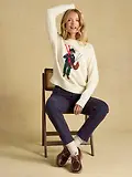Thumbnail 7 of Joules Women's Jonty Fox Cotton Blend Crew Neck Knitted Jumper - Skiing Cream