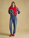Thumbnail 4 of Joules Women's Sheep Icon Crew Neck Knitted Jumper - Navy Winter Woolies