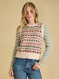 Thumbnail 2 of Joules Women's Orchard Pattern Cotton Blend Crew Neck Knitted Vest - Oatmeal