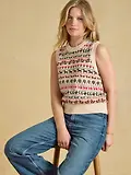 Thumbnail 4 of Joules Women's Orchard Pattern Cotton Blend Crew Neck Knitted Vest - Oatmeal