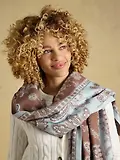 Thumbnail 4 of Joules Women's Jacquard Scarf - Blue Brown Floral
