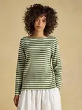 Thumbnail 2 of Joules Women's Harbour Long Sleeve Striped Boat Neck Breton Top - Khaki Marl