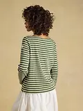 Thumbnail 3 of Joules Women's Harbour Long Sleeve Striped Boat Neck Breton Top - Khaki Marl