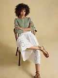 Thumbnail 4 of Joules Women's Harbour Long Sleeve Striped Boat Neck Breton Top - Khaki Marl