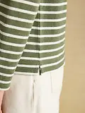 Thumbnail 8 of Joules Women's Harbour Long Sleeve Striped Boat Neck Breton Top - Khaki Marl