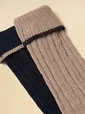 Thumbnail 3 of Joules Men's Cable Knit 2 Pack Socks - Navy & Tan
