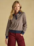 Thumbnail 2 of Joules Women's Laurel Houndstooth Check Long Sleeve Jersey Top - Navy Red Check