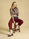 Thumbnail 7 of Joules Women's Laurel Houndstooth Check Long Sleeve Jersey Top - Navy Red Check