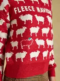 Thumbnail 6 of Joules Women's Fleece Navidad Sheep Icon Crew Neck Knitted Jumper - Red