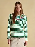 Thumbnail 2 of Joules Women's Christmas Harbour Boat Neck Breton Top - Green/White Bauble