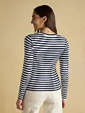 Thumbnail 3 of Joules Women's Sophie Long Sleeve Ribbed Fitted Top - Navy Stripe
