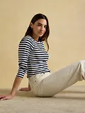 Thumbnail 4 of Joules Women's Sophie Long Sleeve Ribbed Fitted Top - Navy Stripe