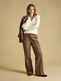 Thumbnail 5 of Joules Women's Foxley Wool Rich Wide Leg Tweed Trousers - Brown Check Erica Tweed