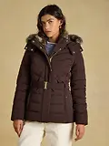Thumbnail 15 of Joules Women's Aspen Showerproof Padded Coat with Faux Fur Hood - Chocolate Brown