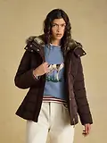 Thumbnail 17 of Joules Women's Aspen Showerproof Padded Coat with Faux Fur Hood - Chocolate Brown