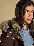 Thumbnail 22 of Joules Women's Aspen Showerproof Padded Coat with Faux Fur Hood - Chocolate Brown