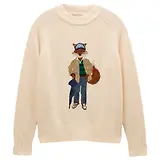 Thumbnail 1 of Joules Women's April Showers Jonty Fox Embroidered Crew Neck Jumper - Cream