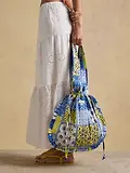 Thumbnail 2 of Joules Women's Nella Quilted Tote Bag - Yellow Blue Hotch Potch