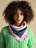 Thumbnail 5 of Joules Women's Bloomfield Square 100% Silk Scarf - Cream & Navy Printed