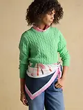 Thumbnail 4 of Joules Women's Bloomfield Square 100% Silk Scarf - Cream & Navy Printed