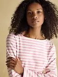 Thumbnail 6 of Joules Women's Harbour Boat Neck 100% Cotton Long Sleeve Breton Top - Cream/Pink