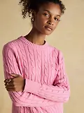 Thumbnail 4 of Joules Women's Classic Cable Cotton Crew Neck Jumper - Pink