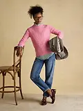 Thumbnail 8 of Joules Women's Classic Cable Cotton Crew Neck Jumper - Pink