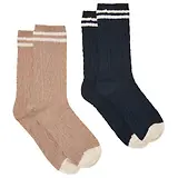 Thumbnail 1 of Joules Women's Cable Knit Tennis Socks 2 Pack UK 4-8 - Oat / Navy