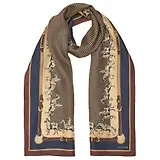 Thumbnail 1 of Joules Women's Windsor Equestrian Print Silk Rectangle Scarf - Navy & Beige