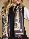 Thumbnail 3 of Joules Women's Windsor Equestrian Print Silk Rectangle Scarf - Navy & Beige